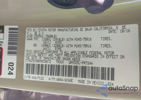 2017 Toyota Tacoma Sr5 V6 from USA, damaged, VIN 3TMAZ5CN0HM030672